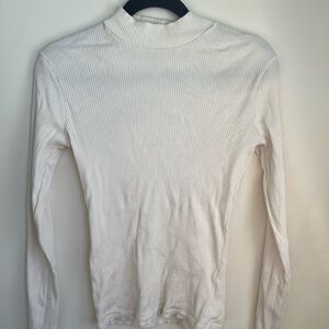 Uniqlo Cream Ribbed Long Sleeve Top
